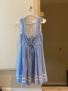 Bpc bonprix collection blue and white gingham dirndl dress with laceup bodice